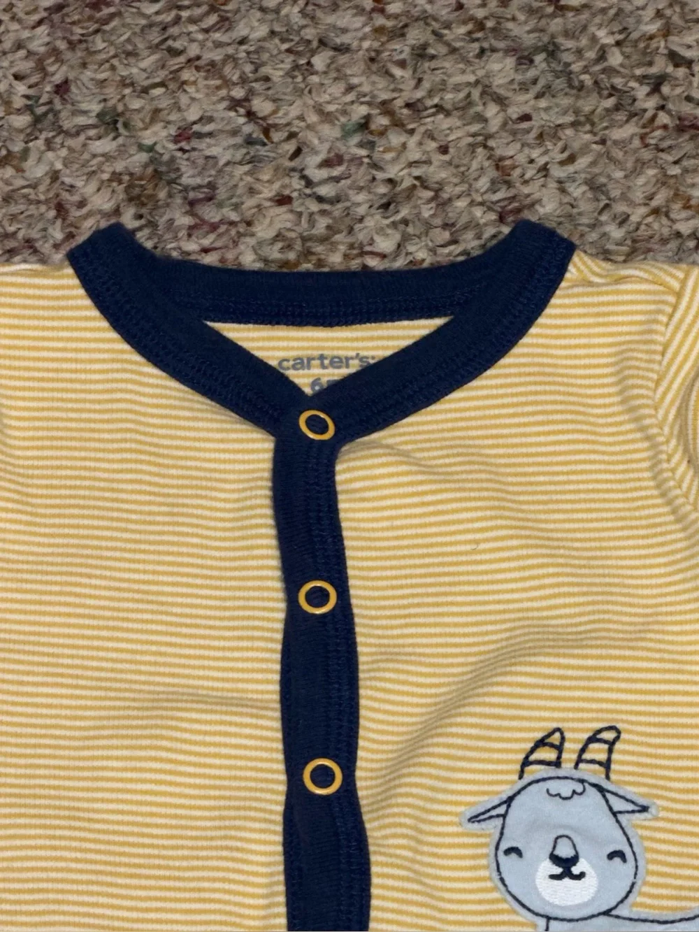 Boys girls carters 6 months pajamas Carter's Yellow Striped Baby One-Piece goat